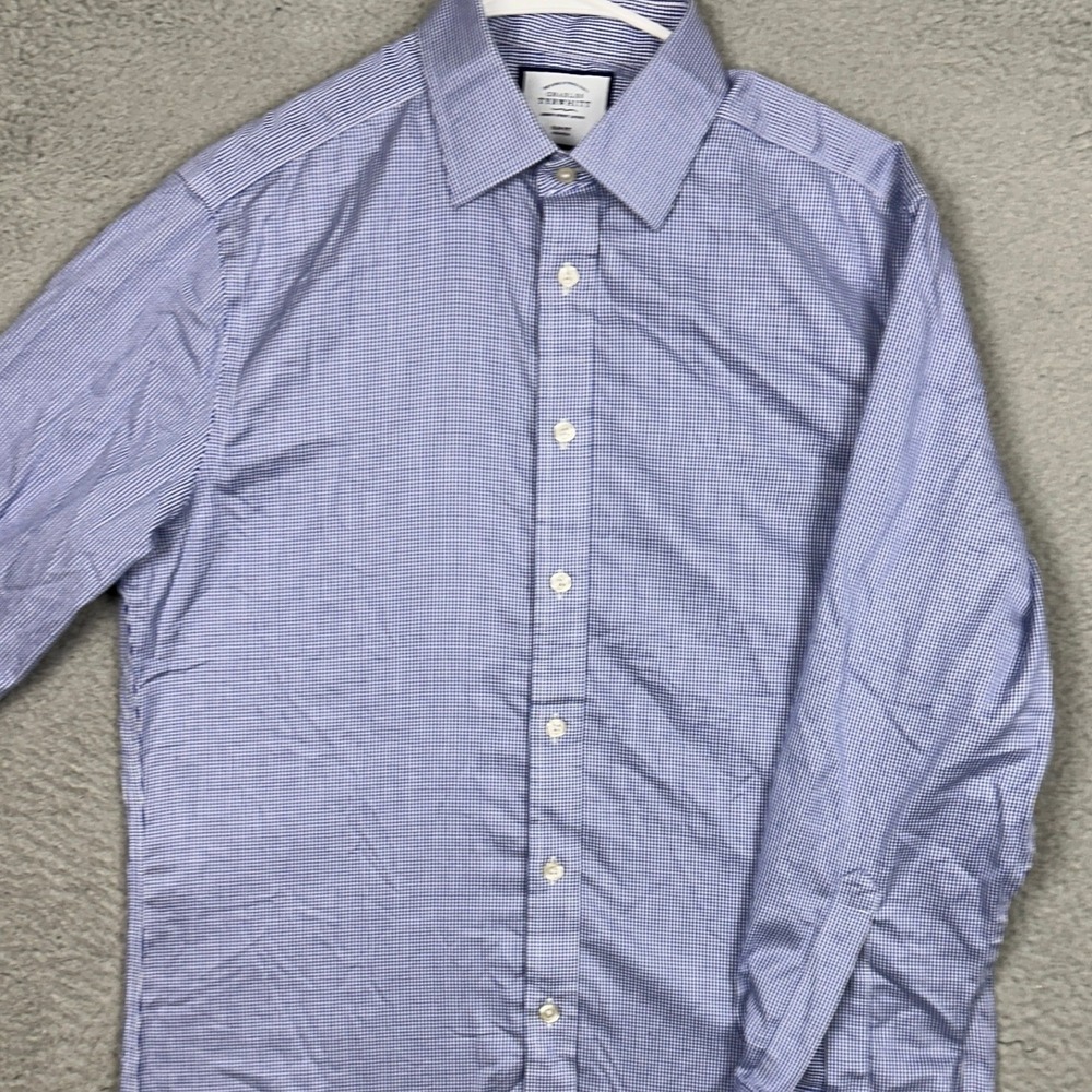Charles Tyrwhitt Dress Shirt Mens 15.5/32 Slim Fit Blue Houndstooth Long Sleeve